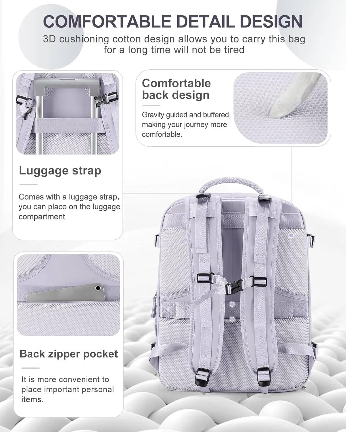 coowoz Large Travel Backpack Carry On for Women Man Gym Backpack with Laptop Compartment Mochila de Viaje Teacher Personal Item Backpack Rucksack Airplane Accessories Must Haves Purple