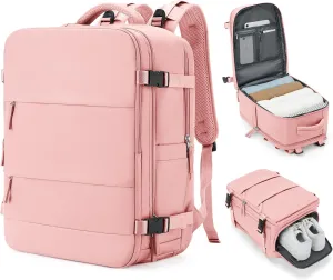 coowoz Travel Backpack Carry On for Women Man Gym Backpack with Laptop Compartment Mochila de Viaje Teacher Personal Item Backpack Airplane Accessories Must Haves Pink Small