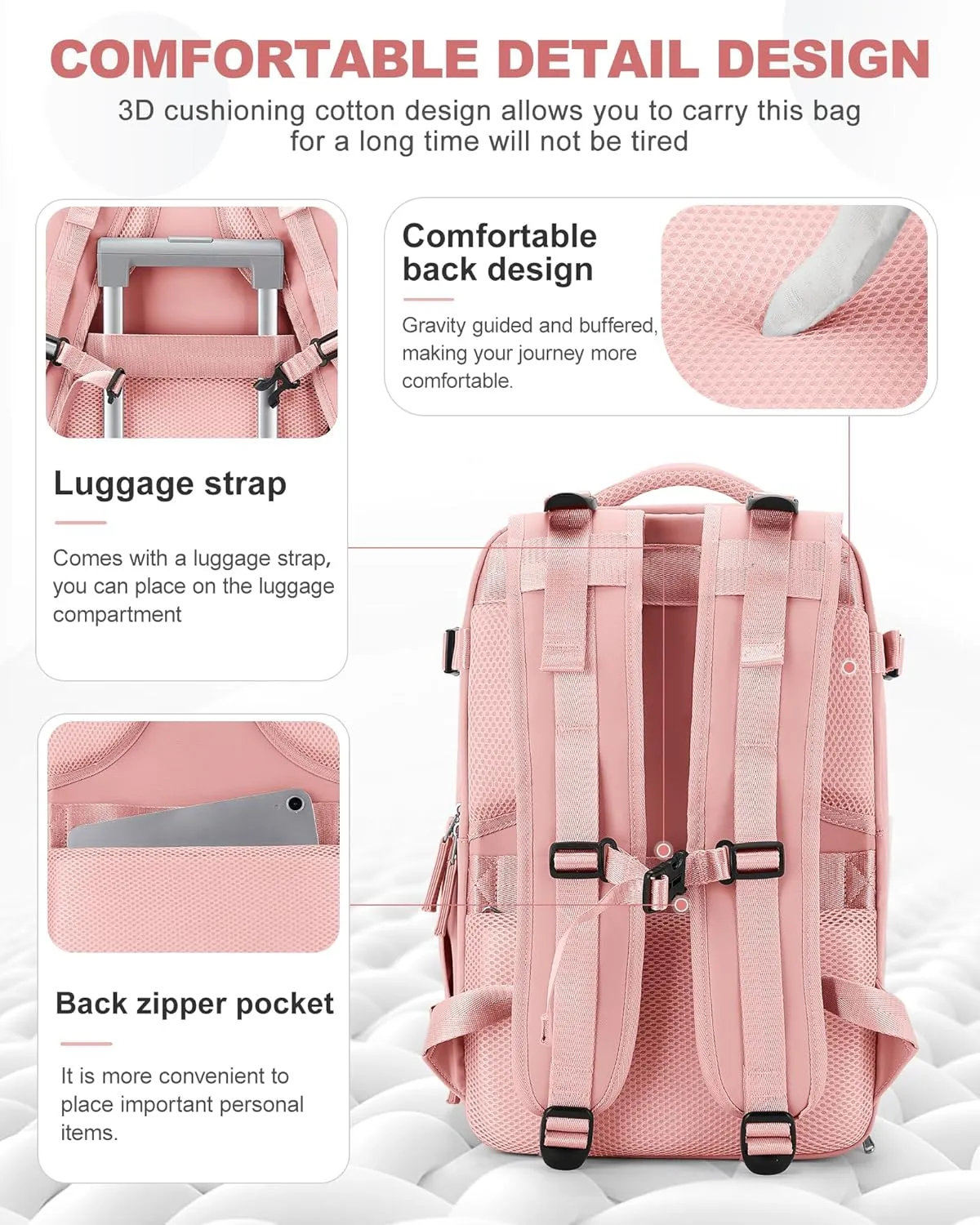 coowoz Travel Backpack Carry On for Women Man Gym Backpack with Laptop Compartment Mochila de Viaje Teacher Personal Item Backpack Airplane Accessories Must Haves Pink Small