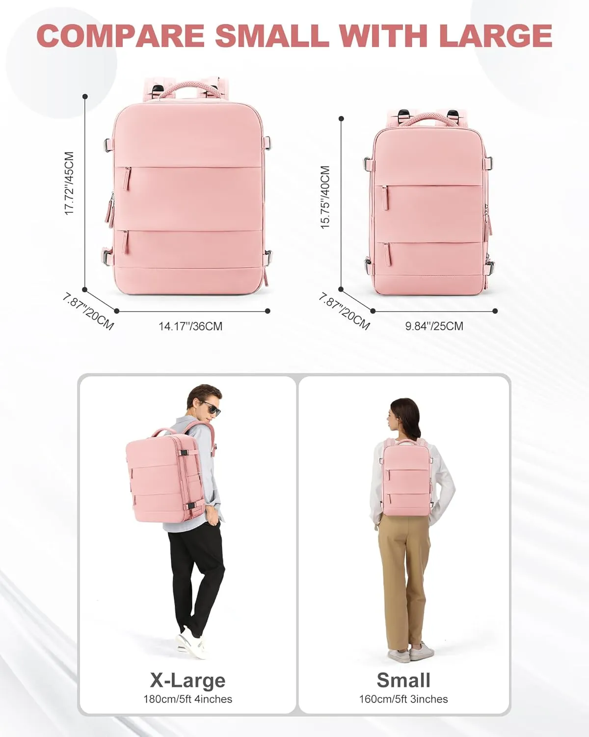 coowoz Travel Backpack Carry On for Women Man Gym Backpack with Laptop Compartment Mochila de Viaje Teacher Personal Item Backpack Airplane Accessories Must Haves Pink Small