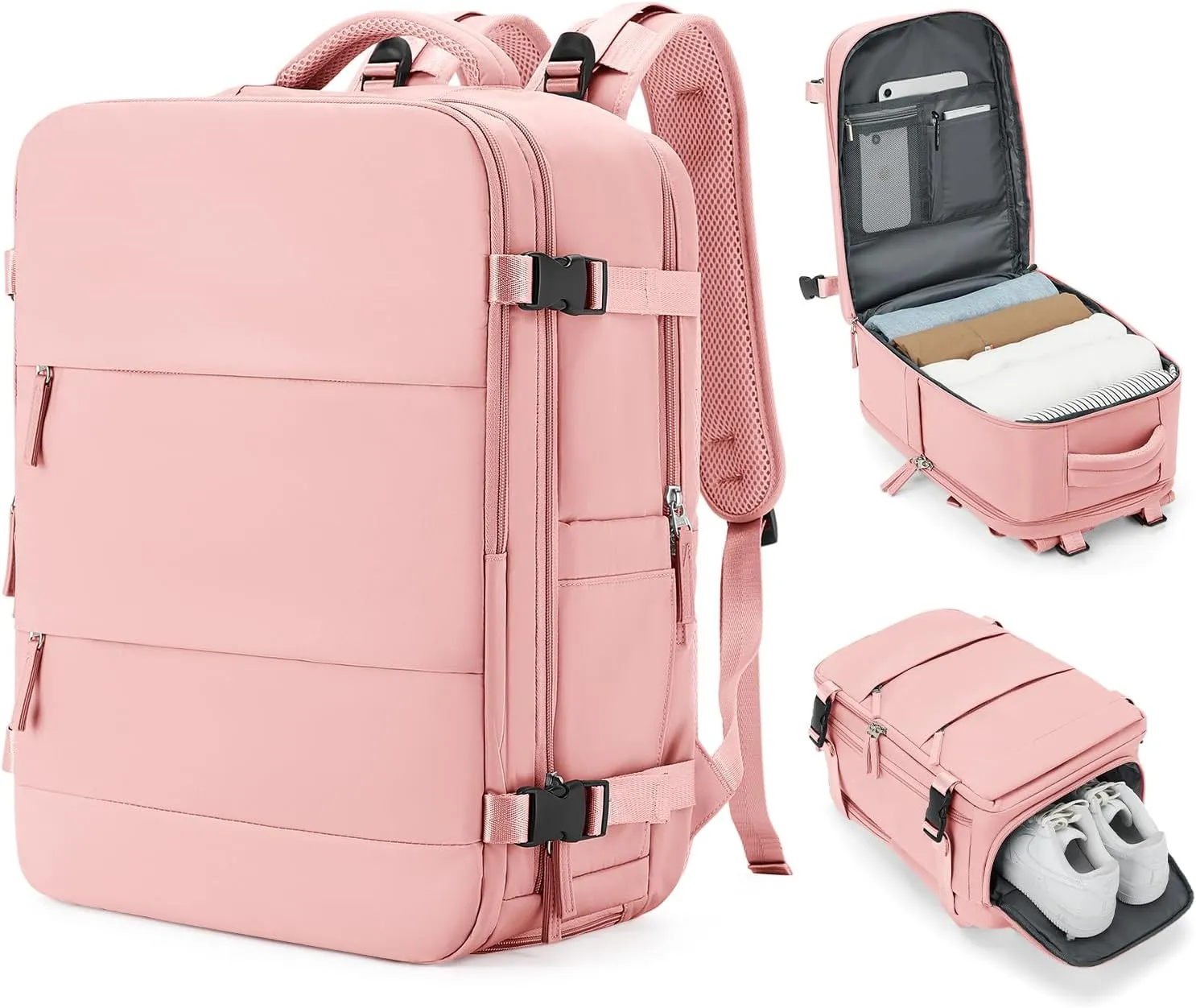 coowoz Travel Backpack Carry On for Women Man Gym Backpack with Laptop Compartment Mochila de Viaje Teacher Personal Item Backpack Airplane Accessories Must Haves Pink Small