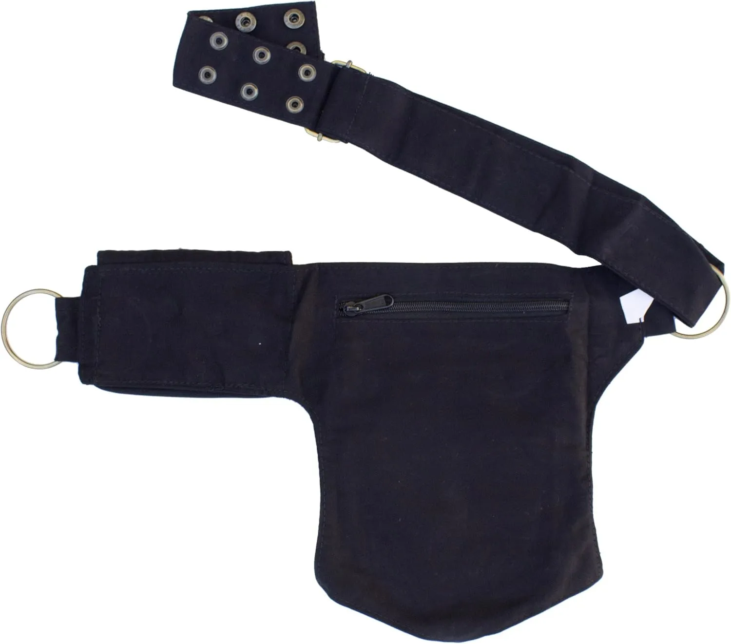 Cotton Practical Fannypack Waistbag Travel Utility Belt-Black