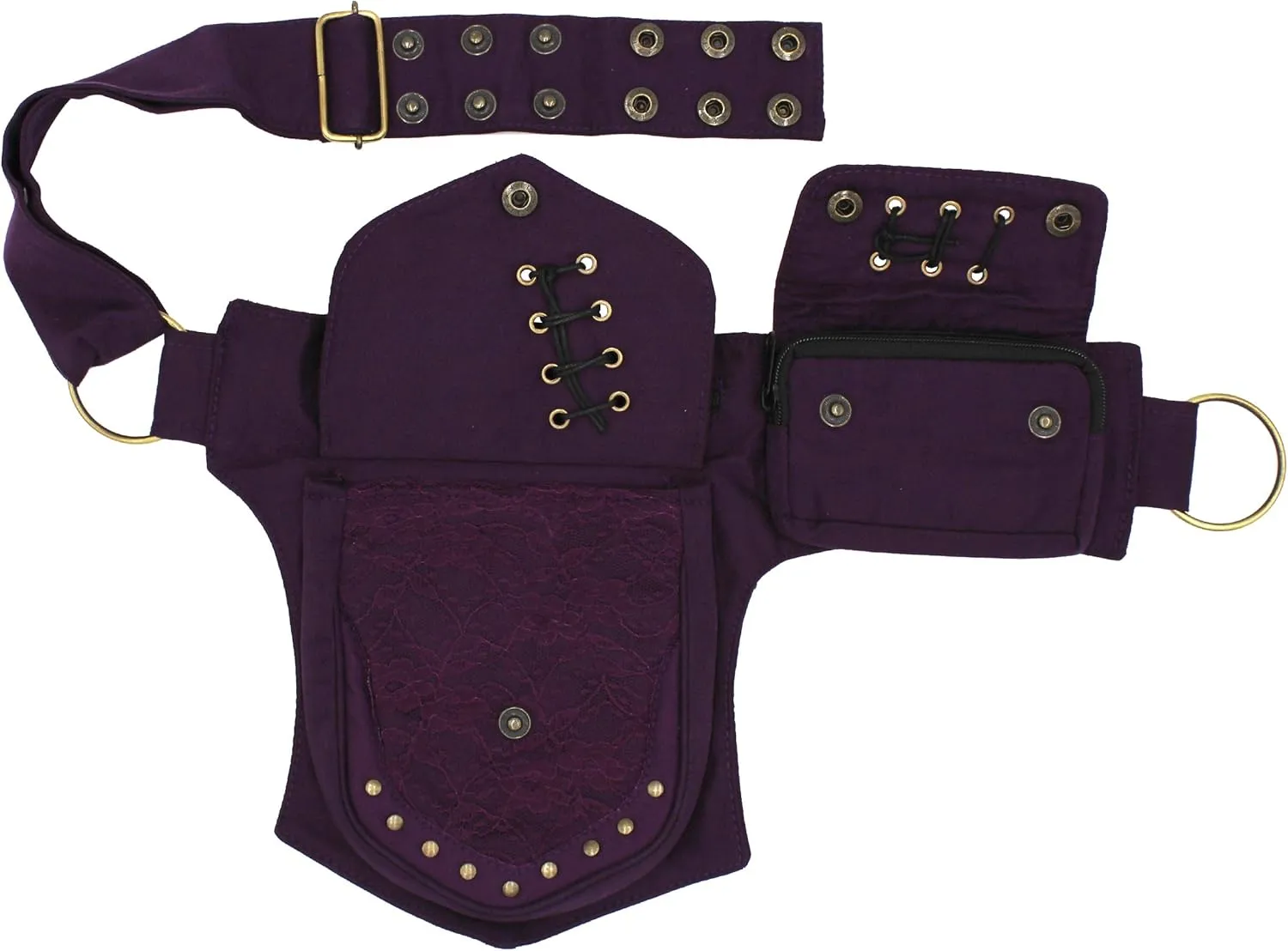 Cotton Practical Fannypack Waistbag Travel Utility Belt-Plum
