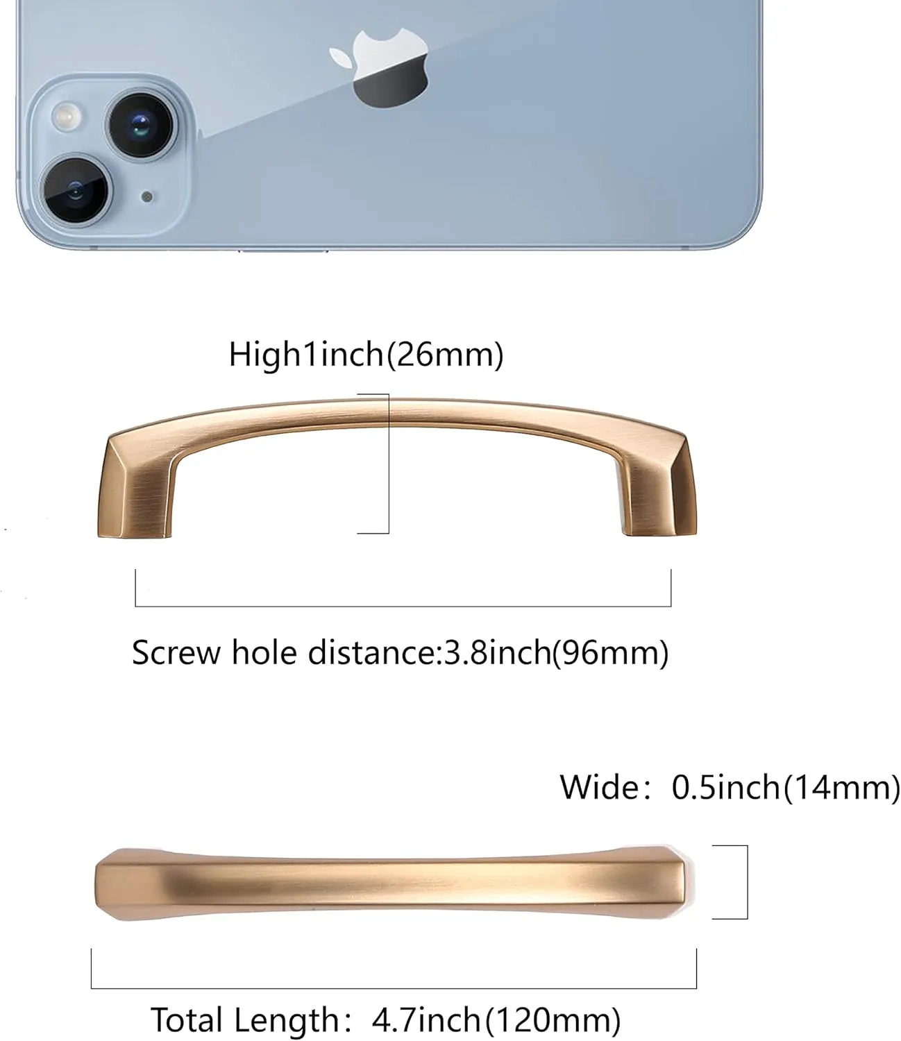 COTYKILEY 10 Pack 3.75Inch(96mm) Champagne Copper Kitchen Cabinet Handles Brushed Brass Cabinet Pulls Cabinet Door Handles Gold Kitchen Cabinet Hardware Cupboard Drawer Pulls Dresser Handles