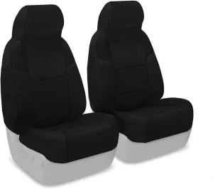 Coverking Custom Fit Front 50/50 High Back Bucket Seat Cover for Select Mazda MX-5 Miata Models - Polycotton Drill (Black)