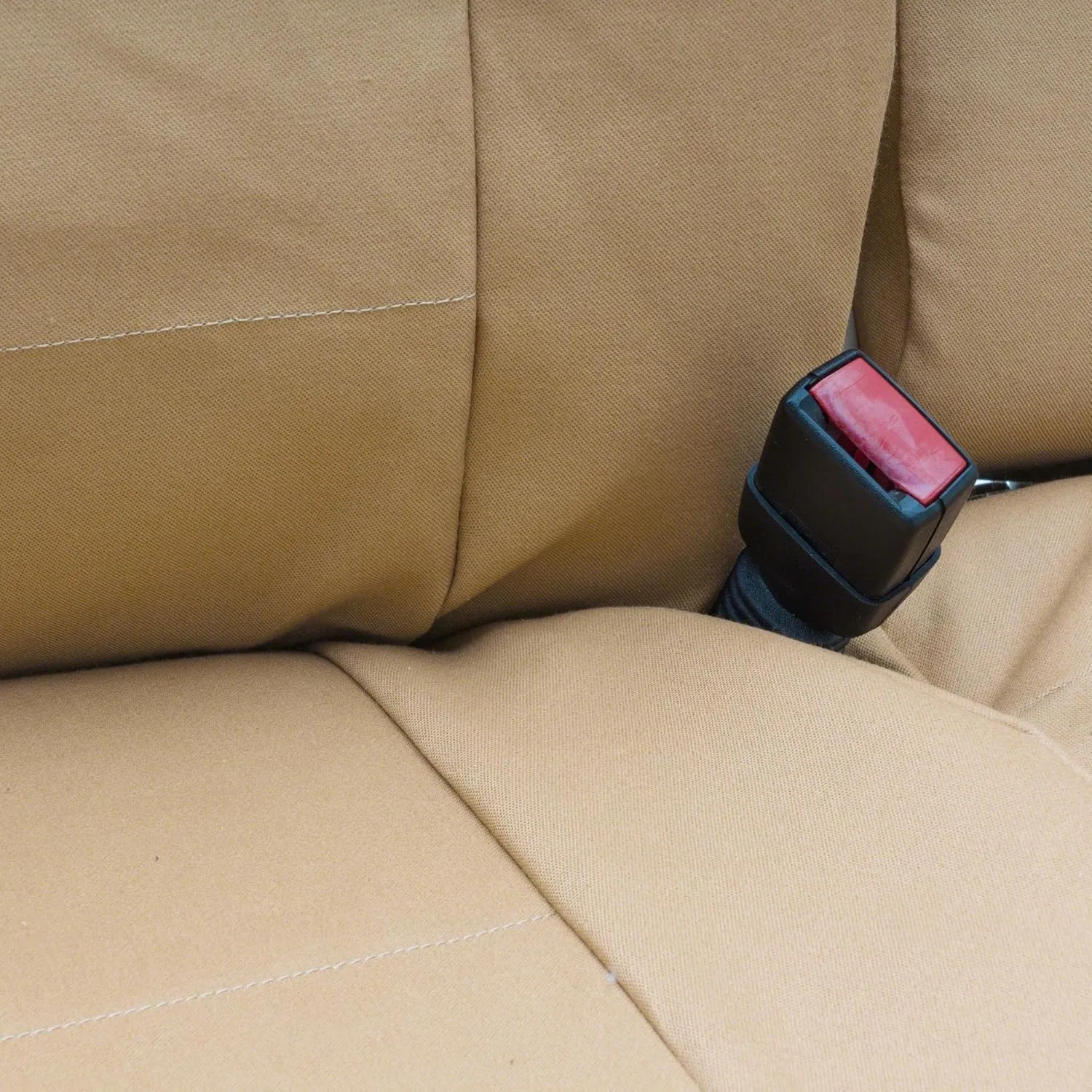 Coverking Custom Fit Front 50/50 High Back Bucket Seat Cover for Select Mazda MX-5 Miata Models - Polycotton Drill (Cashmere)