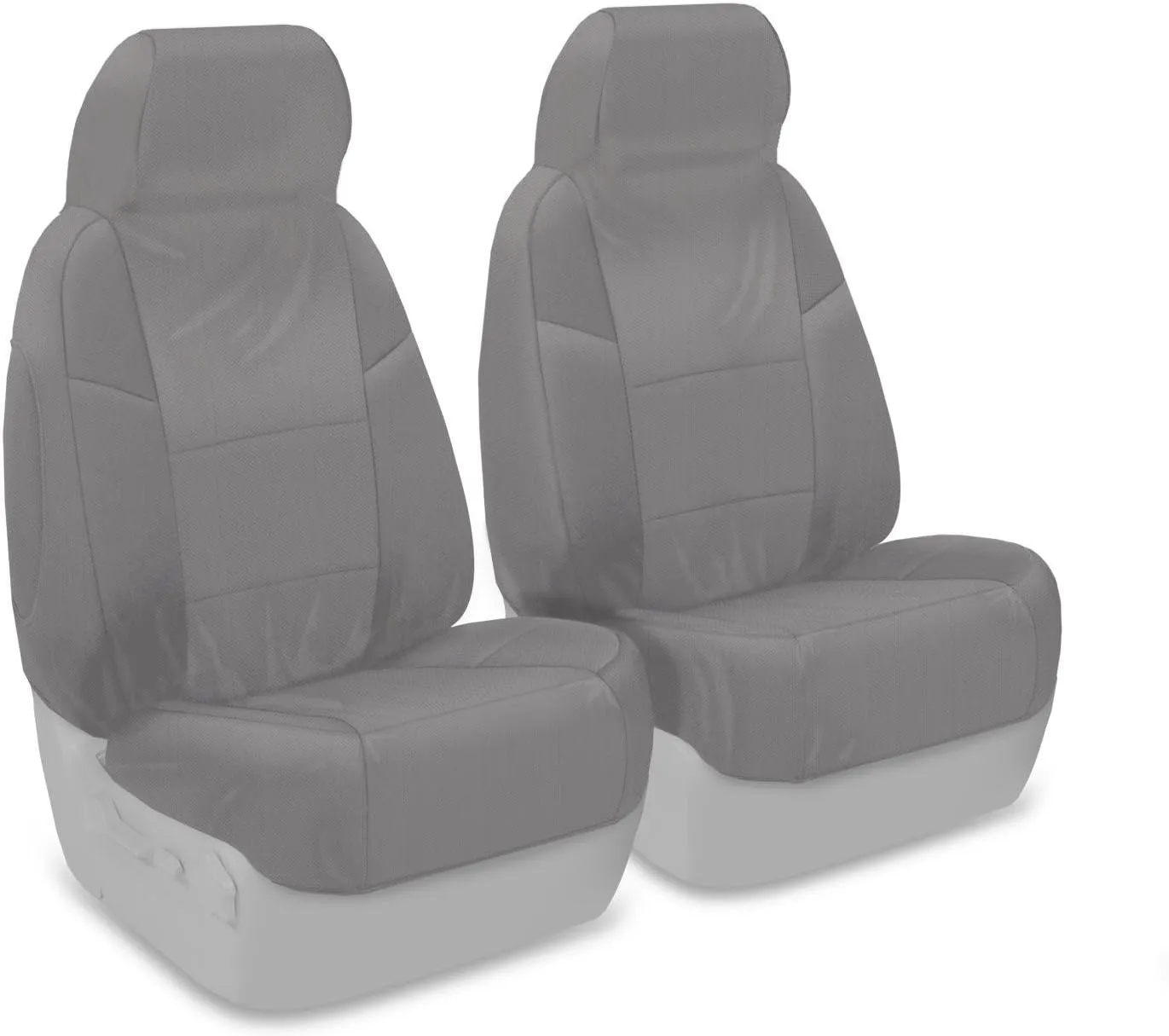 Coverking Custom Fit Front 50/50 High Back Bucket Seat Cover for Select Mazda MX-5 Miata Models - Polycotton Drill (Light Gray)