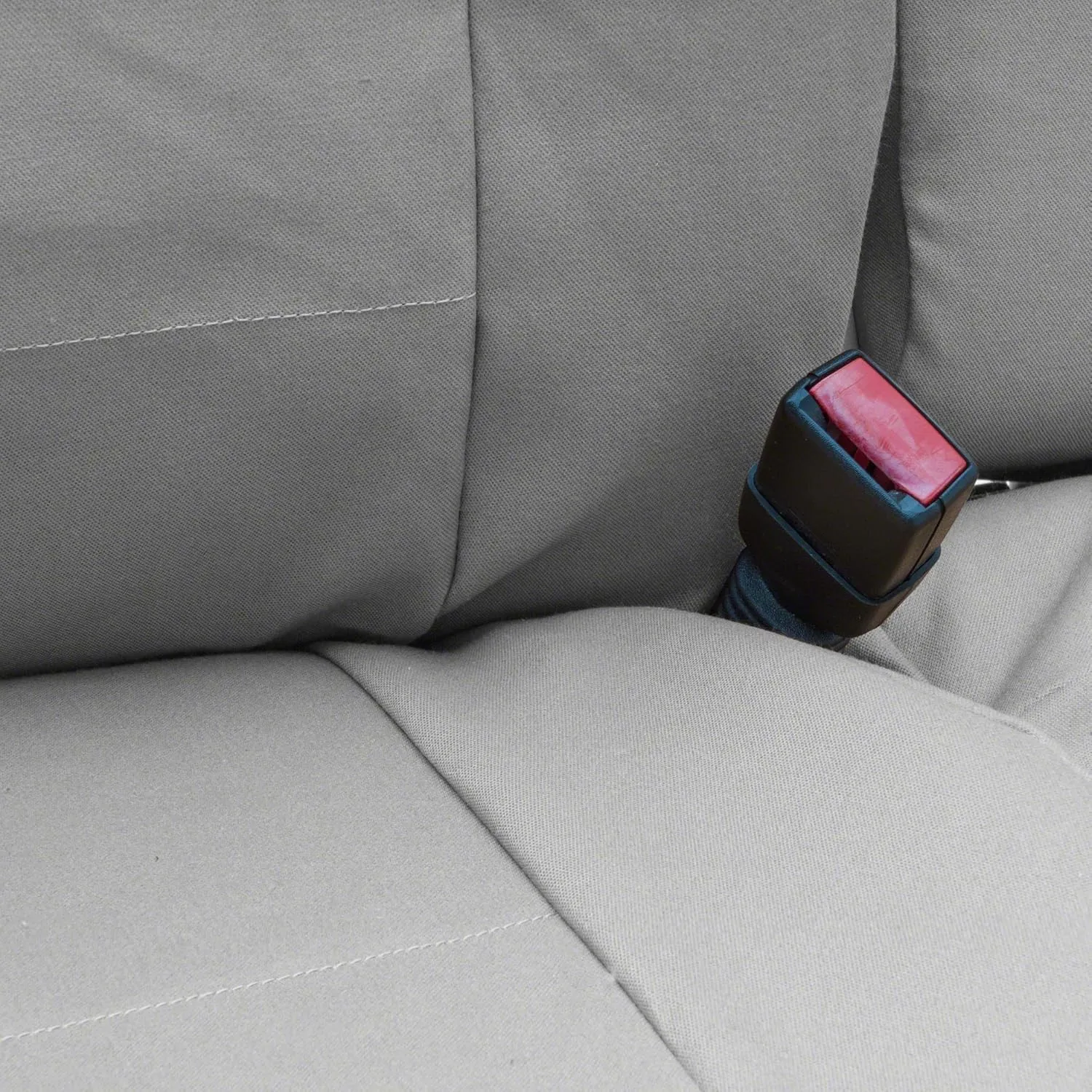 Coverking Custom Fit Front 50/50 High Back Bucket Seat Cover for Select Mazda MX-5 Miata Models - Polycotton Drill (Light Gray)