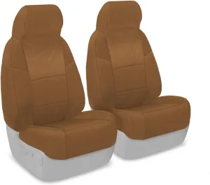 Coverking Custom Fit Front 50/50 High Back Bucket Seat Cover for Select Mazda MX-5 Miata Models - Polycotton Drill (Tan)