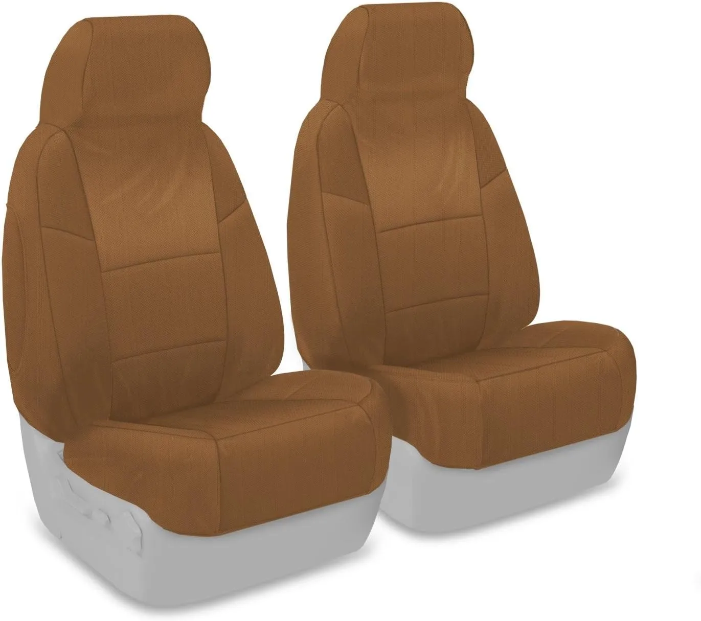 Coverking Custom Fit Front 50/50 High Back Bucket Seat Cover for Select Mazda MX-5 Miata Models - Polycotton Drill (Tan)