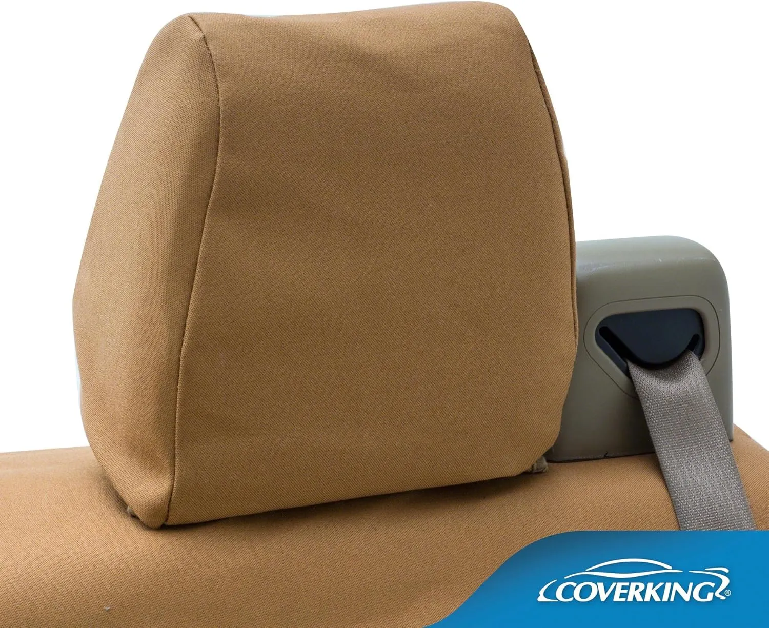 Coverking Custom Fit Front 50/50 High Back Bucket Seat Cover for Select Mazda MX-5 Miata Models - Polycotton Drill (Tan)