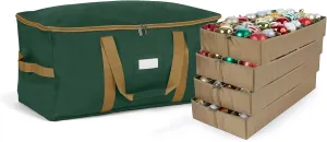 Covermates Keepsakes Adjustable Ornament Storage Bag, Carrying Handles, Padded Protection - Holiday Storage, Green