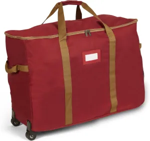 Covermates Keepsakes Rolling Treasurekeeper Storage Bag - Carrying Handles, ID Window, Dual Wheels - Holiday Storage, Red