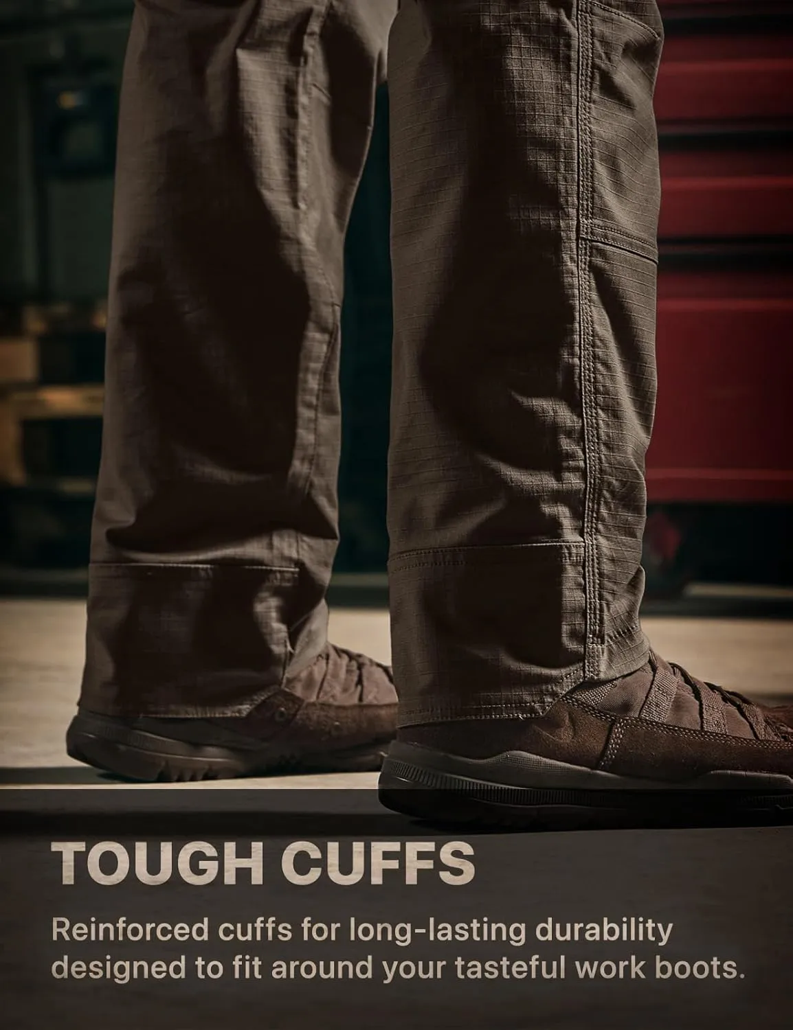 CQR Men's Flex Ripstop Work Pants, Water Resistant Tactical Pants, Outdoor Utility Operator EDC Cargo Pants