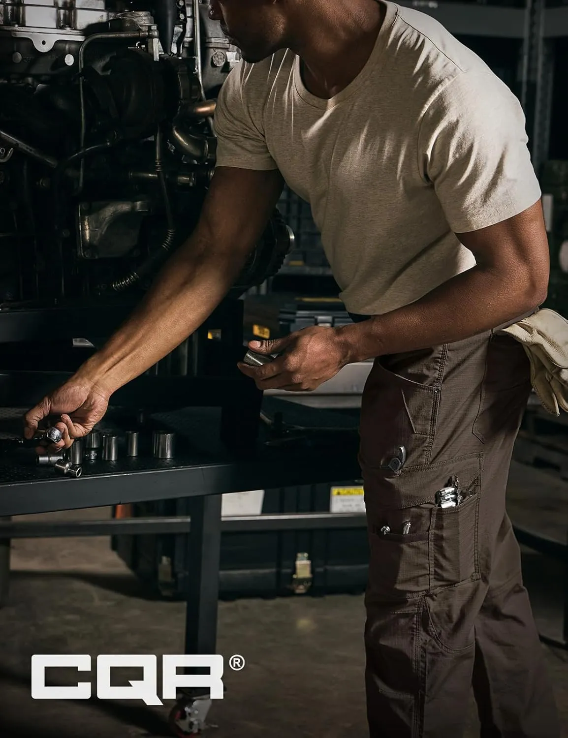 CQR Men's Flex Ripstop Work Pants, Water Resistant Tactical Pants, Outdoor Utility Operator EDC Cargo Pants