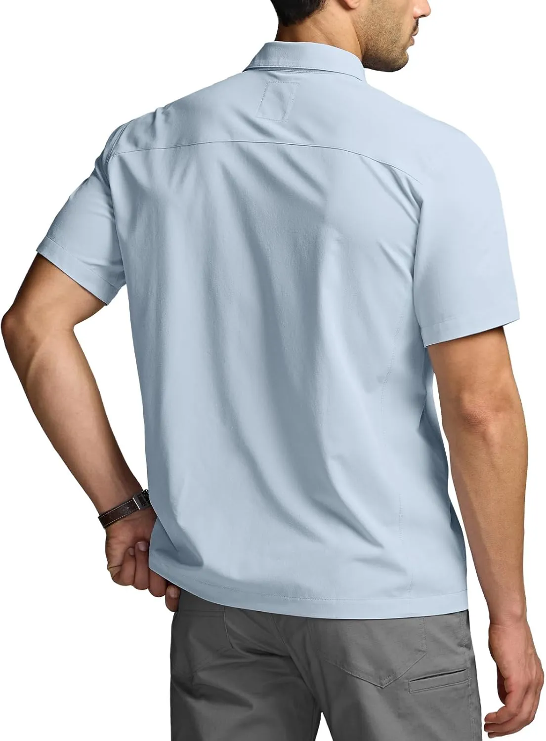 CQR Men's Short Sleeve Tactical Shirts, UPF 50  Ripstop Military Work Shirts, Breathable Button Down Outdoor Hiking Shirt