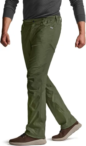 CQR Men's Winter Fleece Lined Pants, Water-Resistant Outdoor Stretch Work Pants, Windproof Casual Pants with Pockets