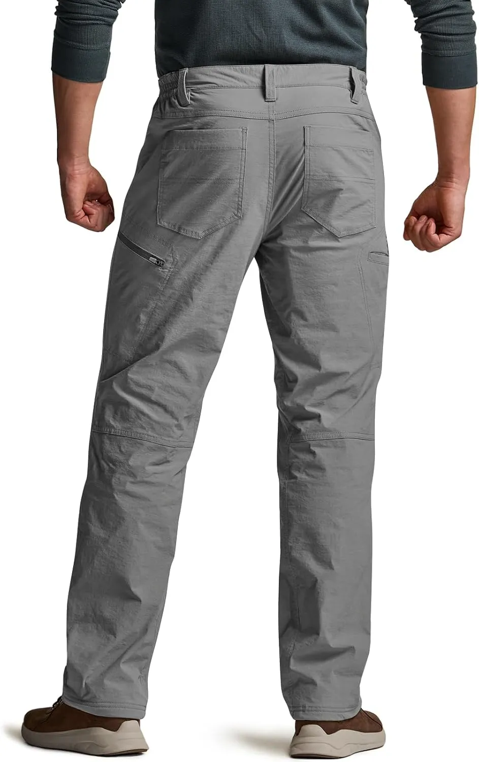 CQR Men's Winter Fleece Lined Pants, Water-Resistant Outdoor Stretch Work Pants, Windproof Casual Pants with Pockets