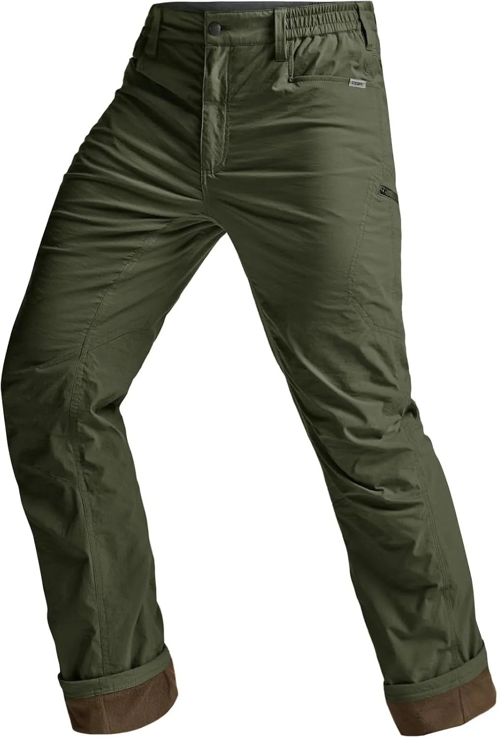 CQR Men's Winter Fleece Lined Pants, Water-Resistant Outdoor Stretch Work Pants, Windproof Casual Pants with Pockets