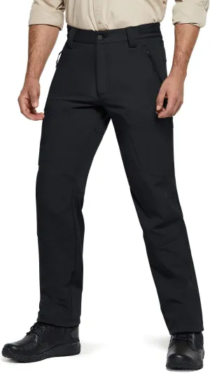 CQR Men's Winter Waterproof Softshell Fleece-Lined Snow Ski Pants, Thermal Outdoor Cargo Work Hiking Pants