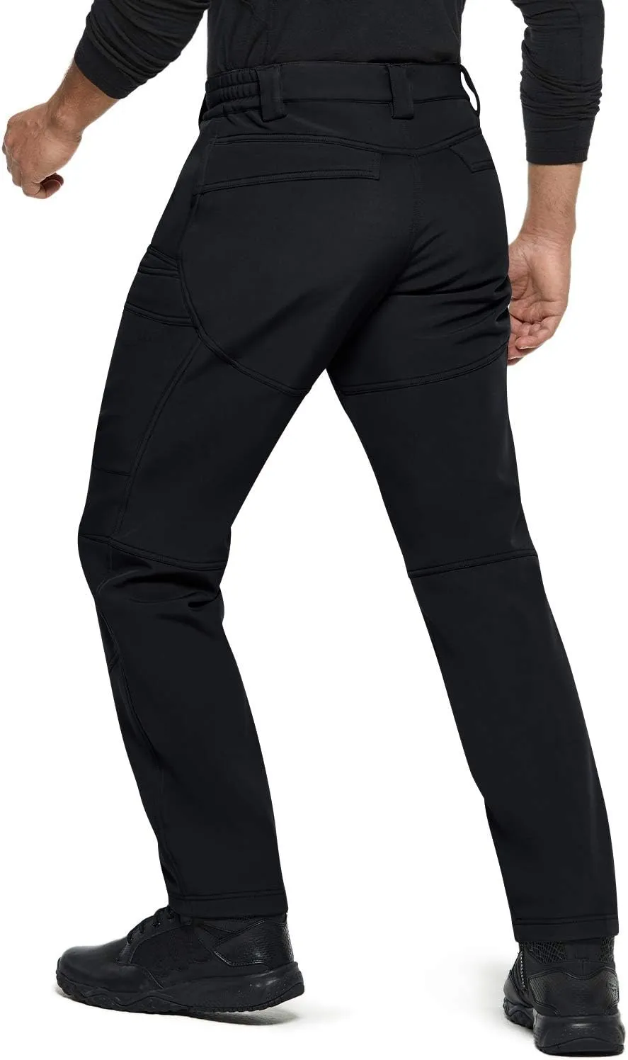 CQR Men's Winter Waterproof Softshell Fleece-Lined Snow Ski Pants, Thermal Outdoor Cargo Work Hiking Pants