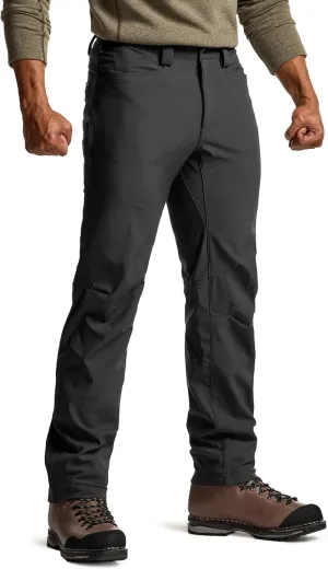CQR Men's Winter Waterproof Softshell Fleece-Lined Snow Ski Pants, Thermal Outdoor Cargo Work Hiking Pants