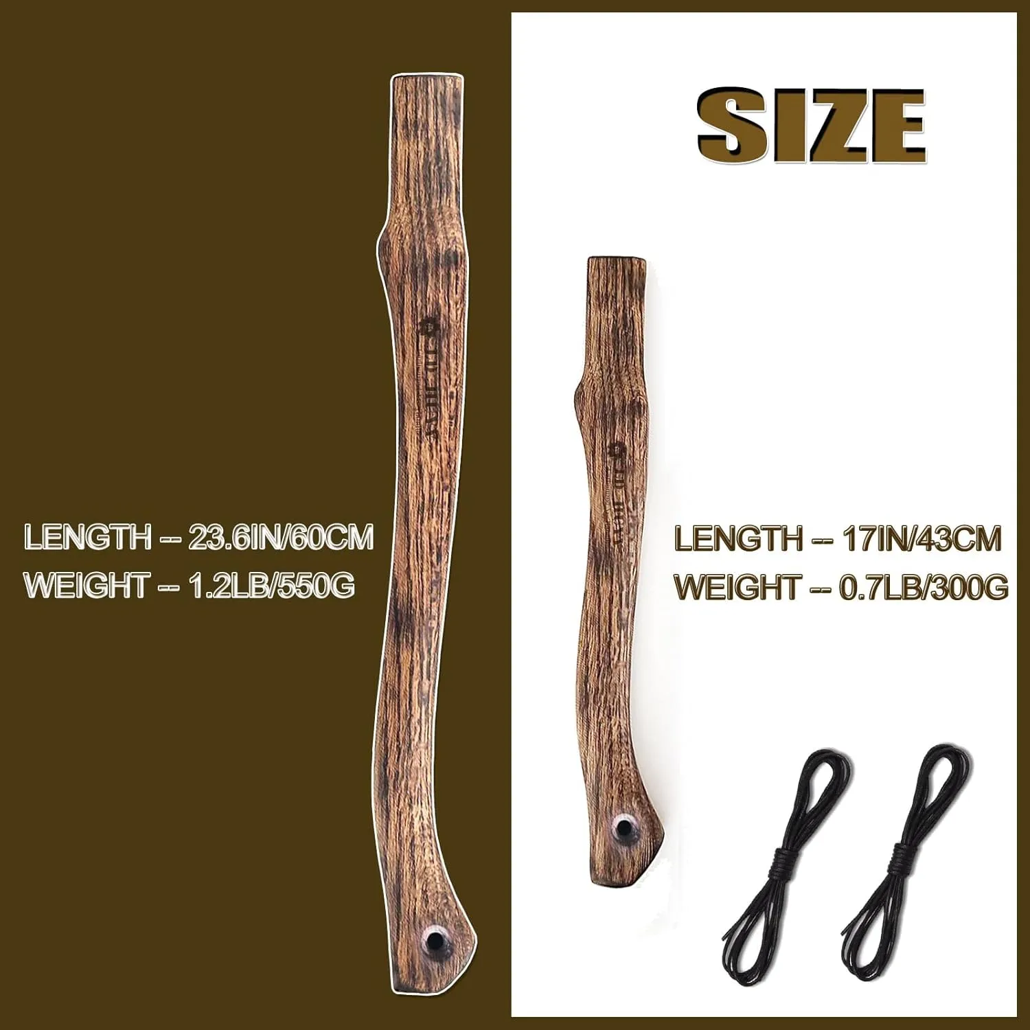 Craftsman's Choice: 2-Pack Axe Handle Replacement | 24in 17in | Wooden Handles for Axe