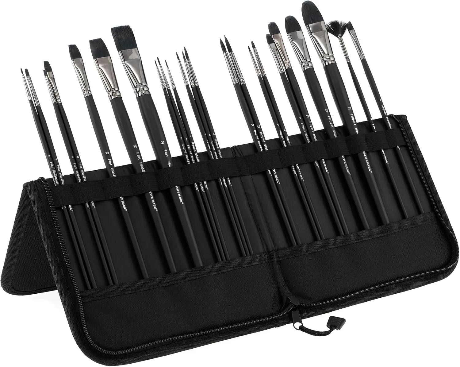 Creative Mark Black Swan Paint Brush Set Synthetic Red Sable Brushes for Acrylics, Oils, Glazings & Heavy Body Media - [Set of 23 Assorted Brushes w/Brush Easel Case]