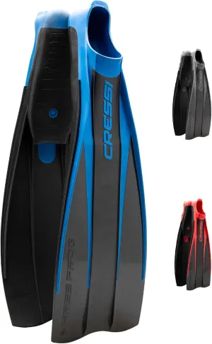 Cressi High Duty Full Foot Pocket Scuba Diving Fins | Hi-Surface: Below Blade Foot Pocket | Free Frog: Made in Italy