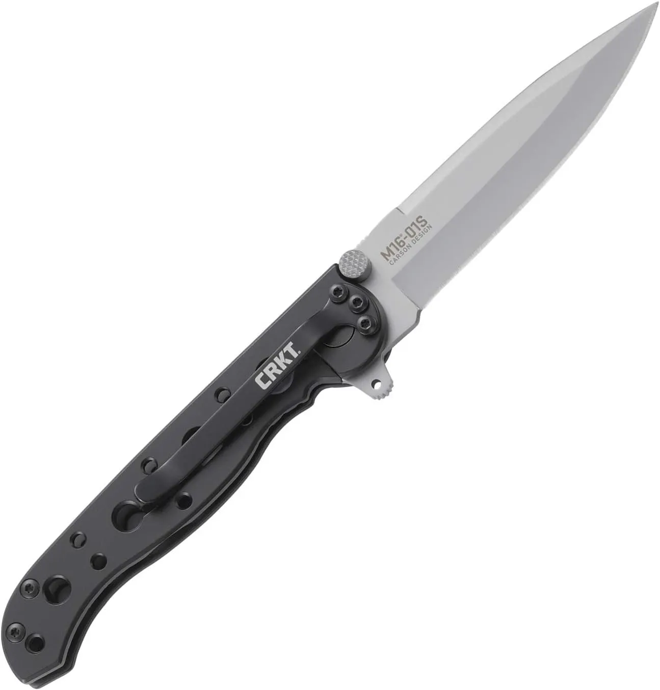 CRKT M16-01S EDC Folding Pocket Knife: Everyday Carry, Satin Blade, Frame Lock, Stainless Steel Handle, Reversible Pocket Clip