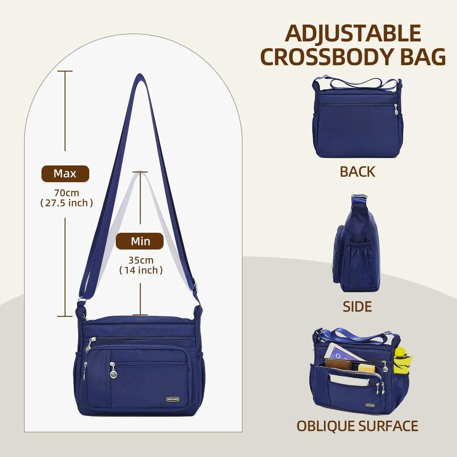 Crossbody Bag for Women,Multi Pockets Cross Body Purses for Women, Ladies Shoulder Bag, Travel Purses and Handbags