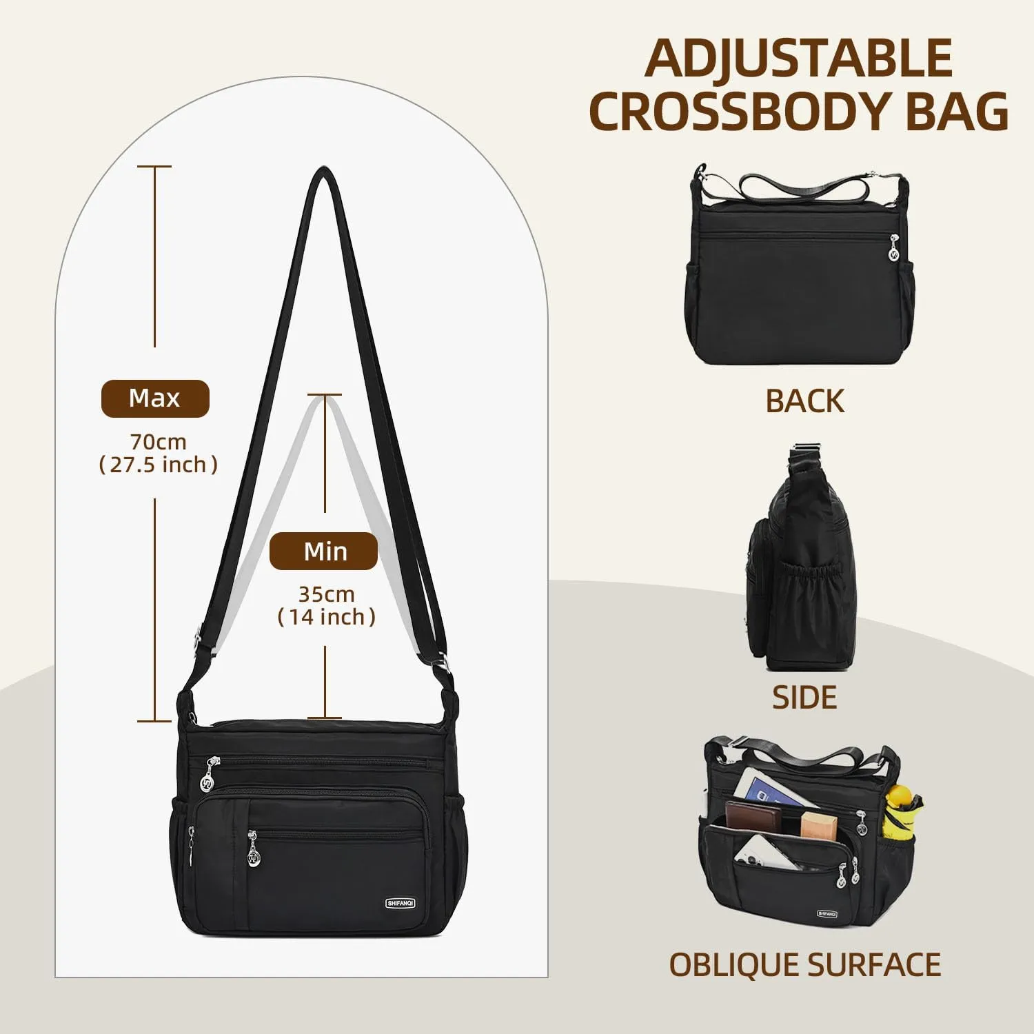 Crossbody Bag for Women,Multi Pockets Cross Body Purses for Women, Ladies Shoulder Bag, Travel Purses and Handbags