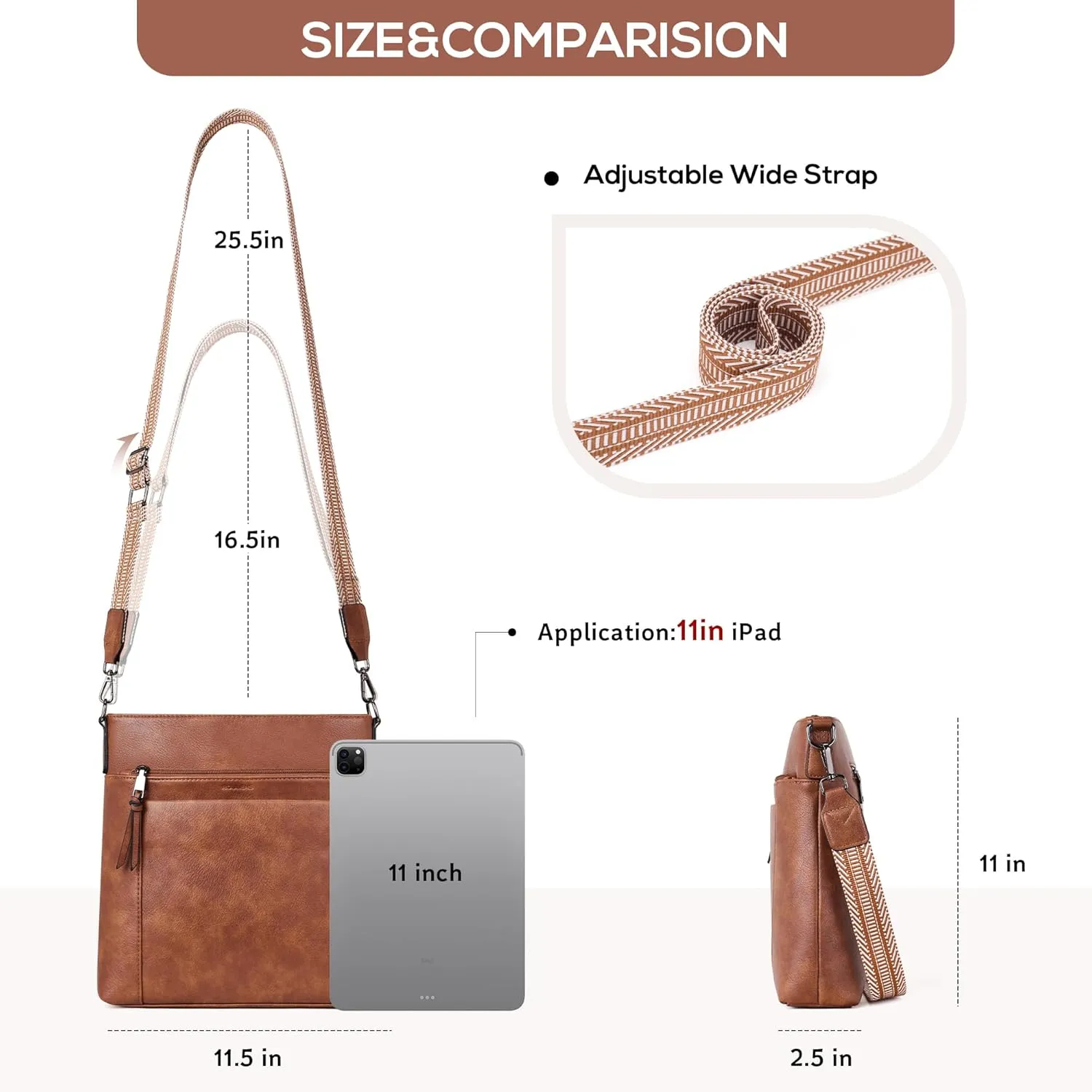 Crossbody Bags For Women Medium Crossbody Travel Purses with 4 Card Slots Leather Shoulder Handbags