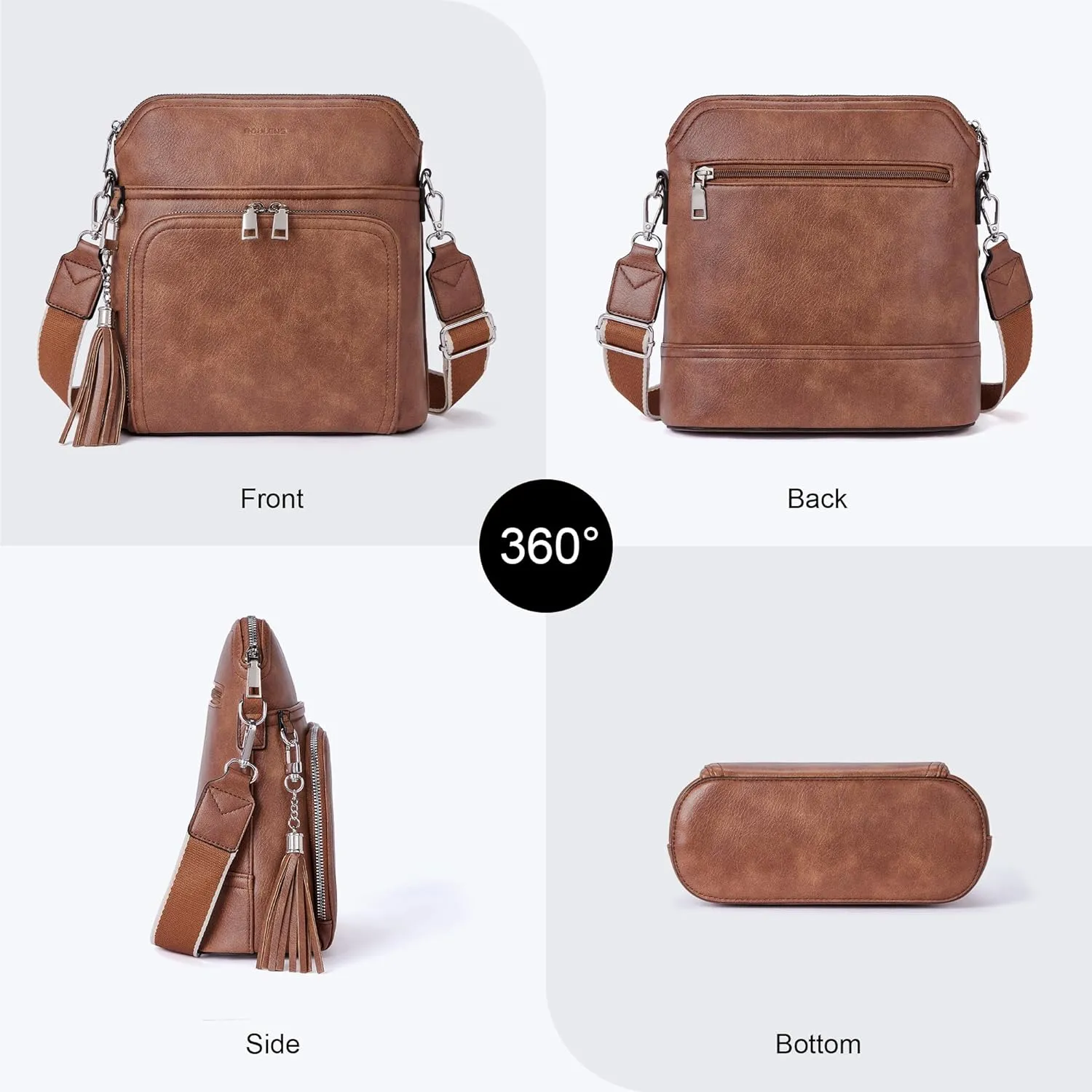 Crossbody Purse for Women,Lightweight Medium Crossbody Bag Soft Leather Women's Shoulder Handbags with Tassel