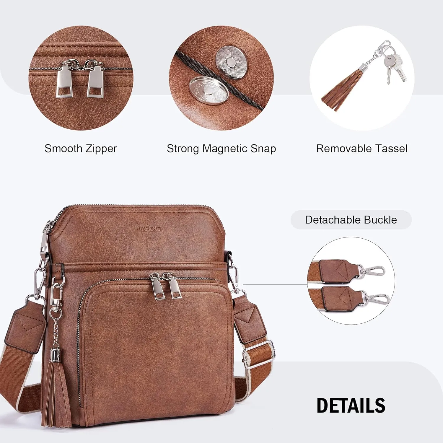 Crossbody Purse for Women,Lightweight Medium Crossbody Bag Soft Leather Women's Shoulder Handbags with Tassel
