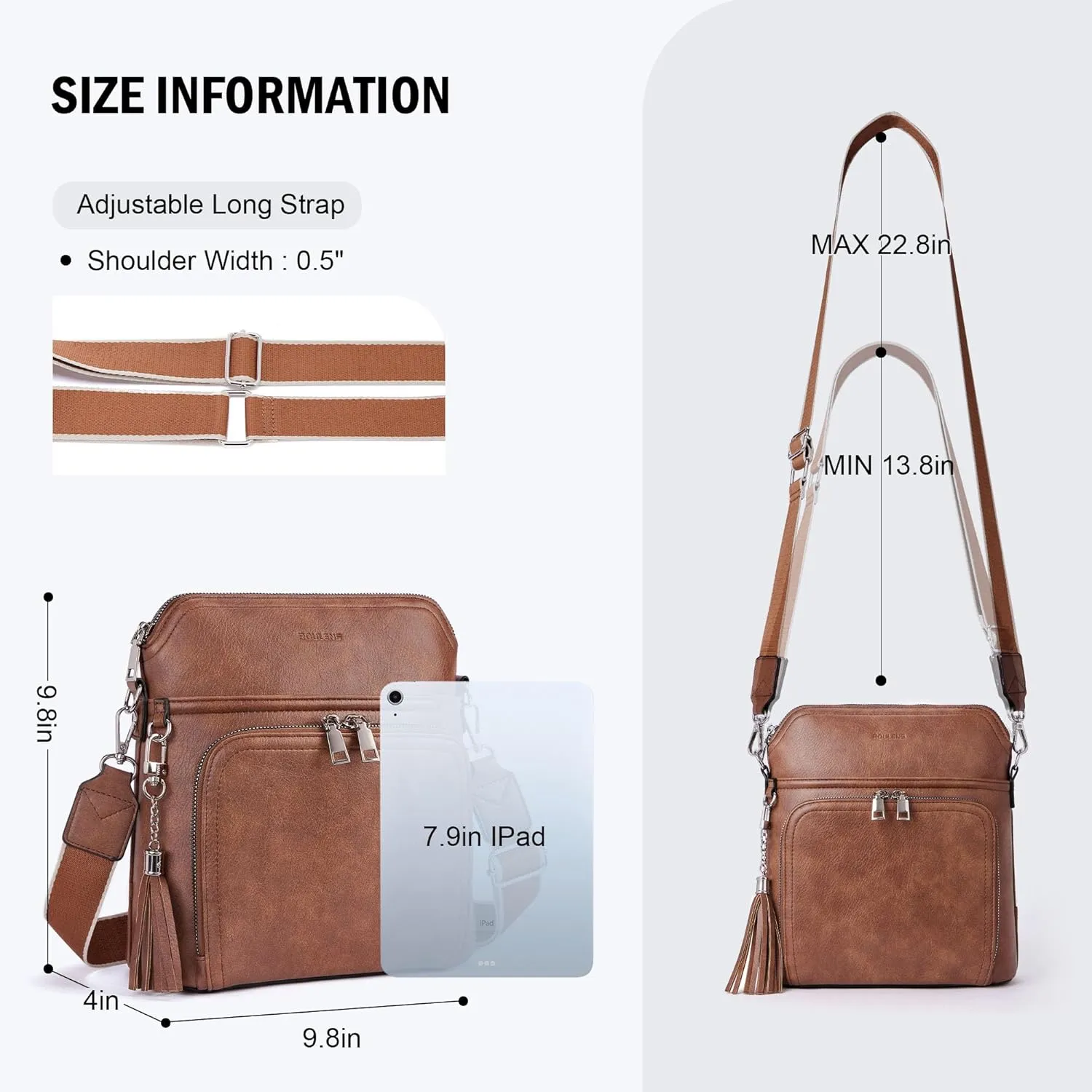Crossbody Purse for Women,Lightweight Medium Crossbody Bag Soft Leather Women's Shoulder Handbags with Tassel