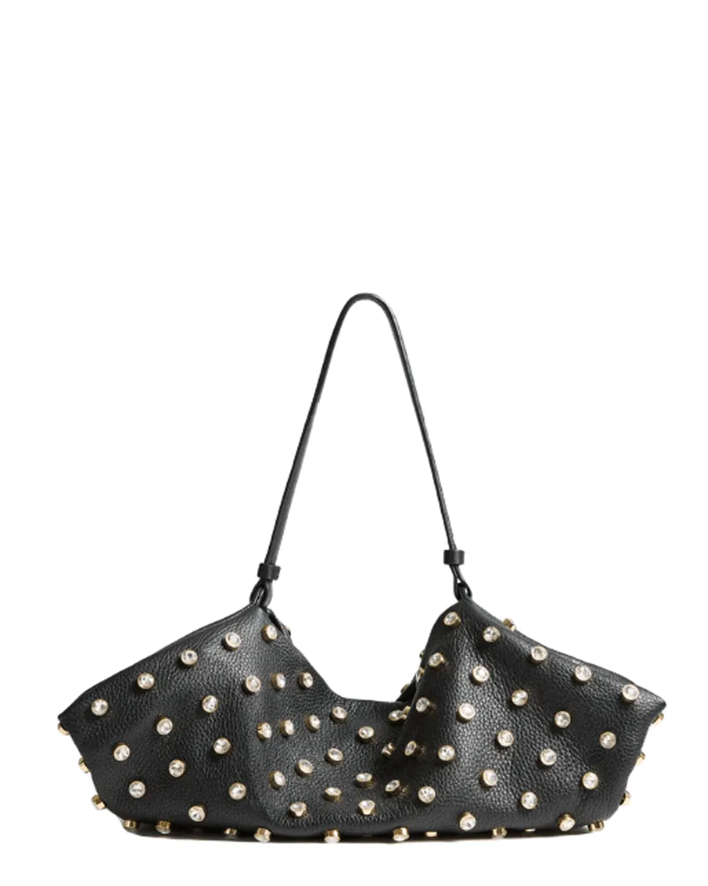 Crystal Embellished Origami Top Handle in Black