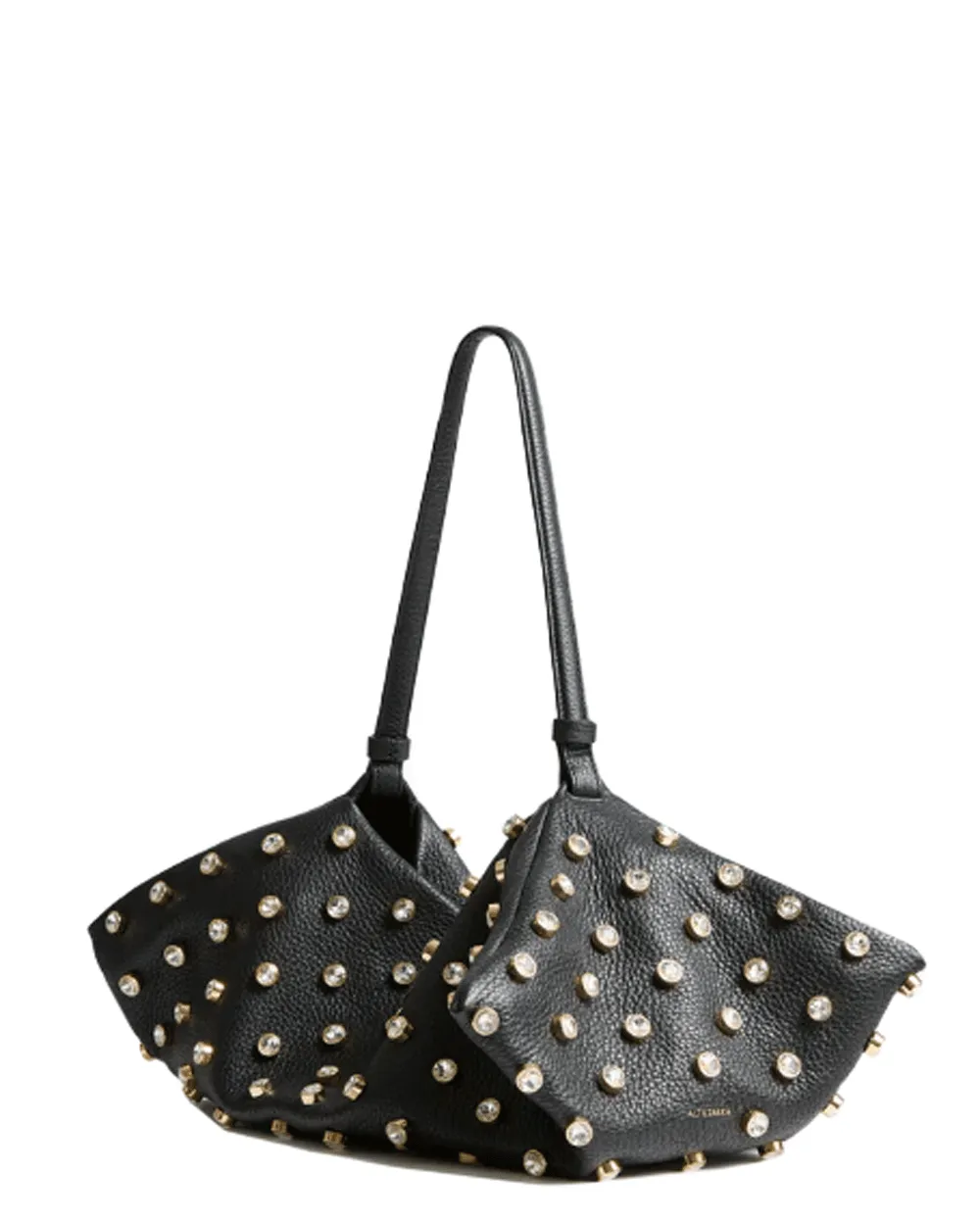 Crystal Embellished Origami Top Handle in Black