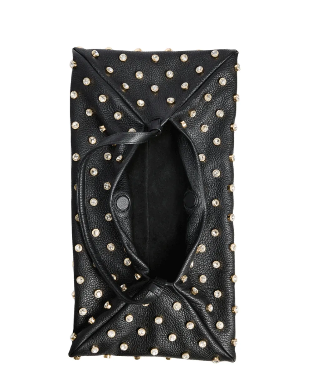 Crystal Embellished Origami Top Handle in Black