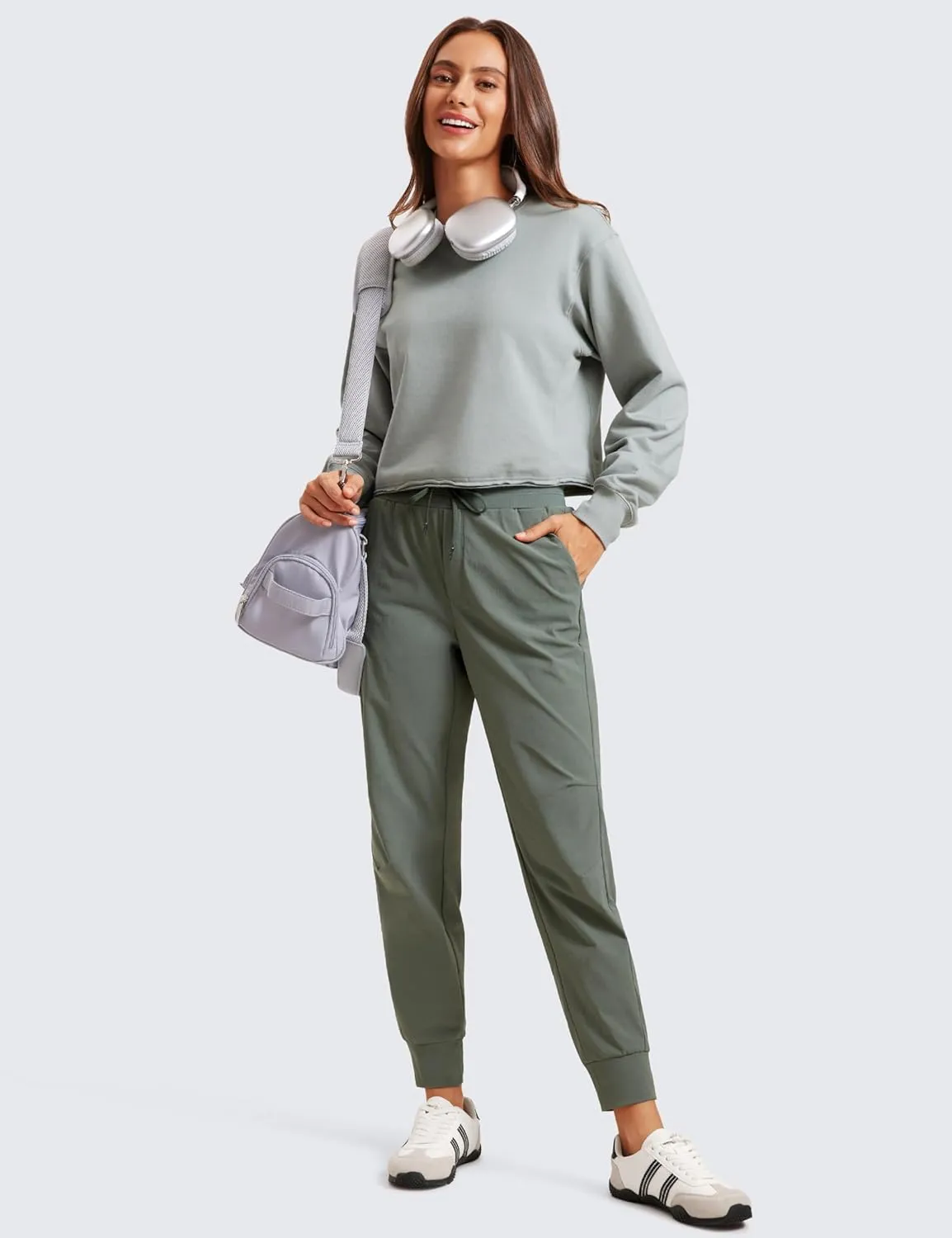 CRZ YOGA Athletic High Waisted Joggers for Women 27.5" - Lightweight Workout Travel Casual Outdoor Hiking Pants with Pockets