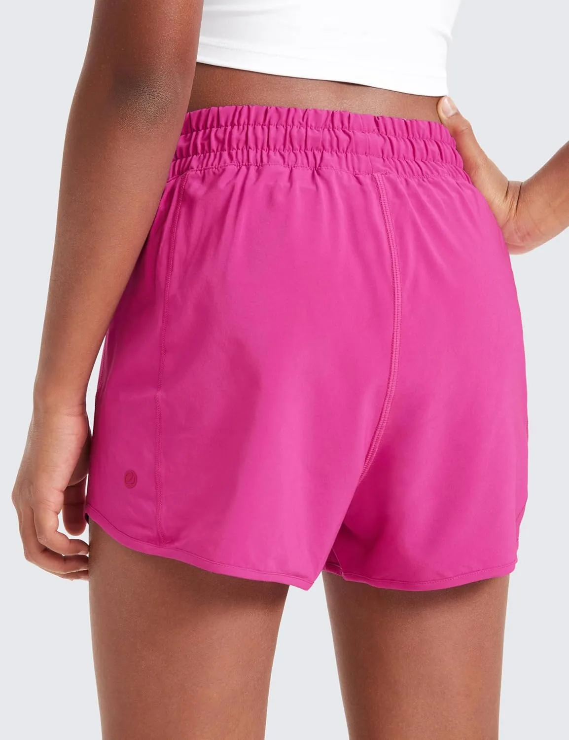 CRZ YOGA Girls Athletic Shorts with Zipper Pocket for Teens Kids Running Workout Casual Tennis Soccer Lightweight Liner