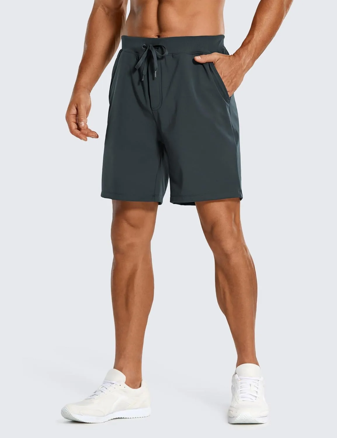 CRZ YOGA Men's Four-Way Stretch Workout Shorts - 7'' Soft Durable for Casual Athletic with Pockets