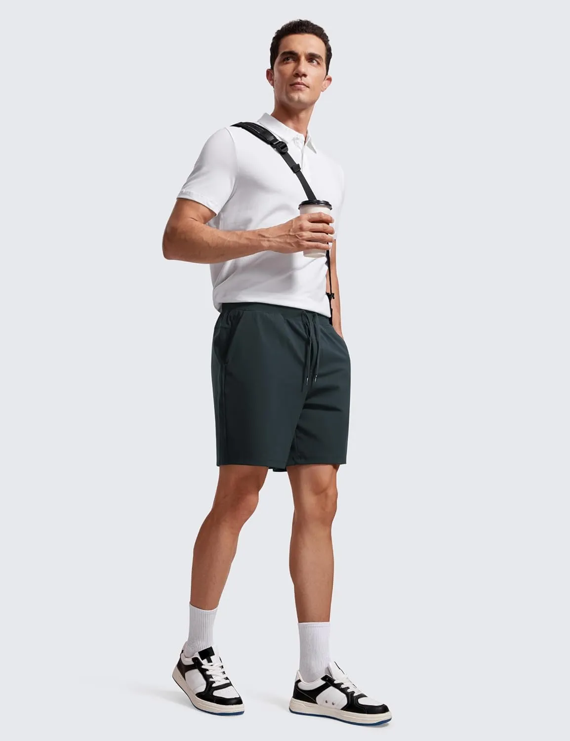 CRZ YOGA Men's Four-Way Stretch Workout Shorts - 7'' Soft Durable for Casual Athletic with Pockets