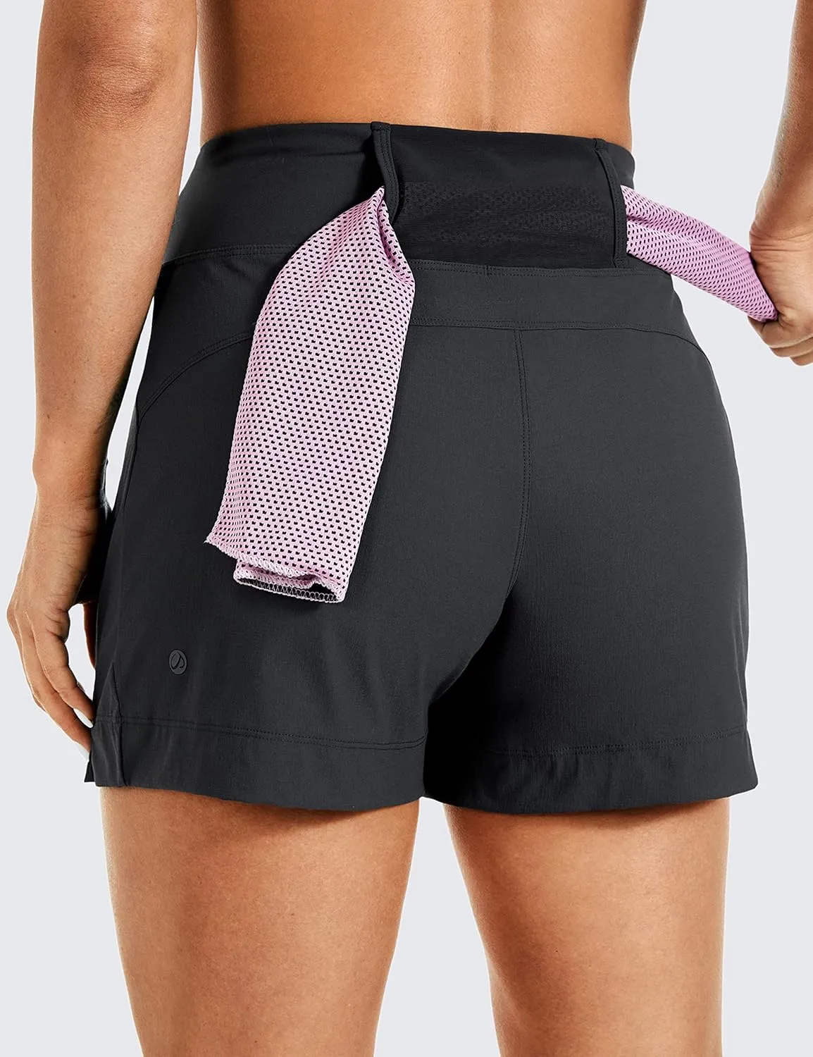 CRZ YOGA Women's Lightweight Mid Rise Hiking Shorts 4'' - Stretch for Athletic Summer Travel Outdoor Golf with Zip Pockets
