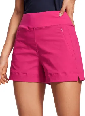 CRZ YOGA Women's Lightweight Mid Rise Hiking Shorts 4'' - Stretch for Athletic Summer Travel Outdoor Golf with Zip Pockets