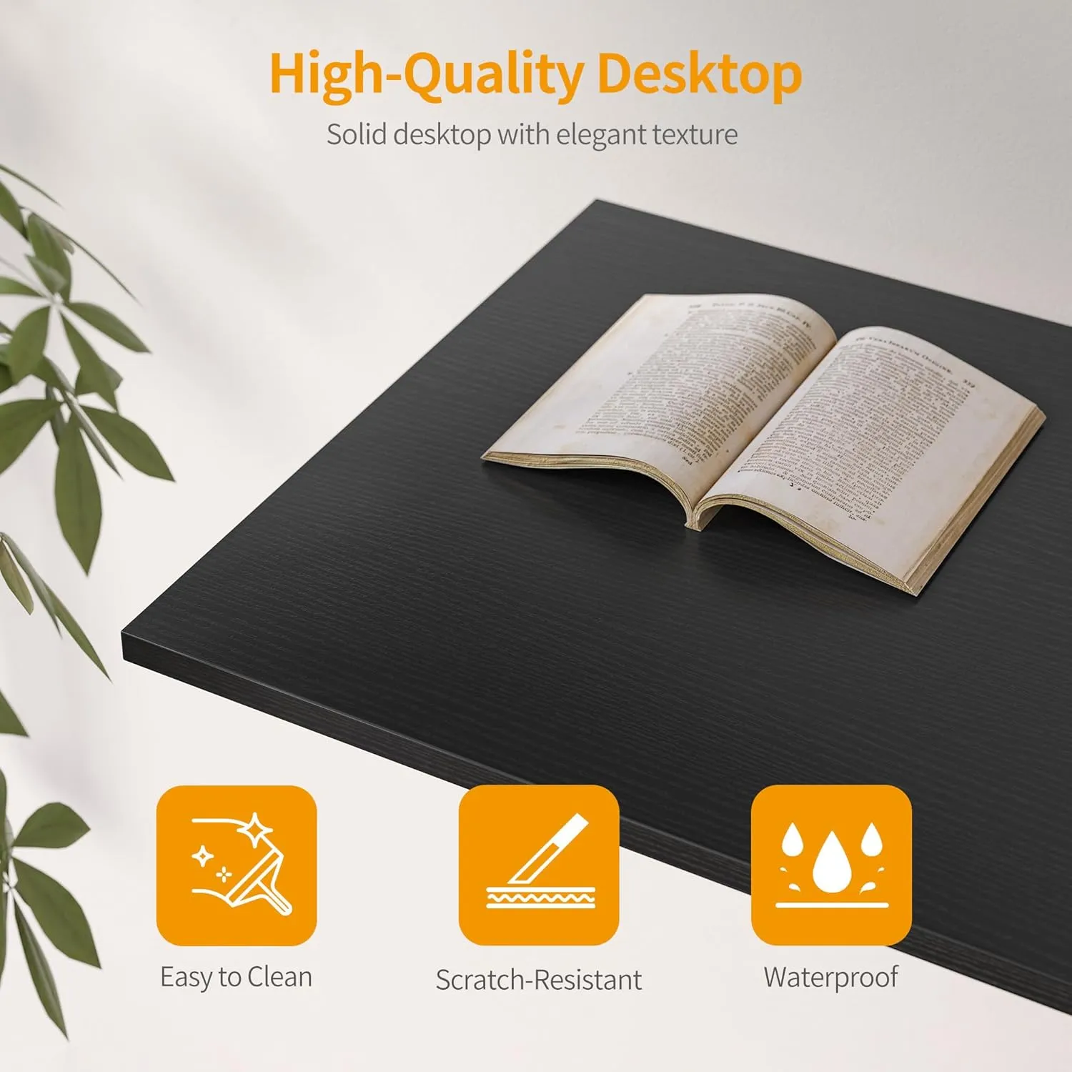 CubiCubi Computer Desk, 55 inch Home Office Writing Study Desk, Modern Simple Style Table with Storage Bag, Black