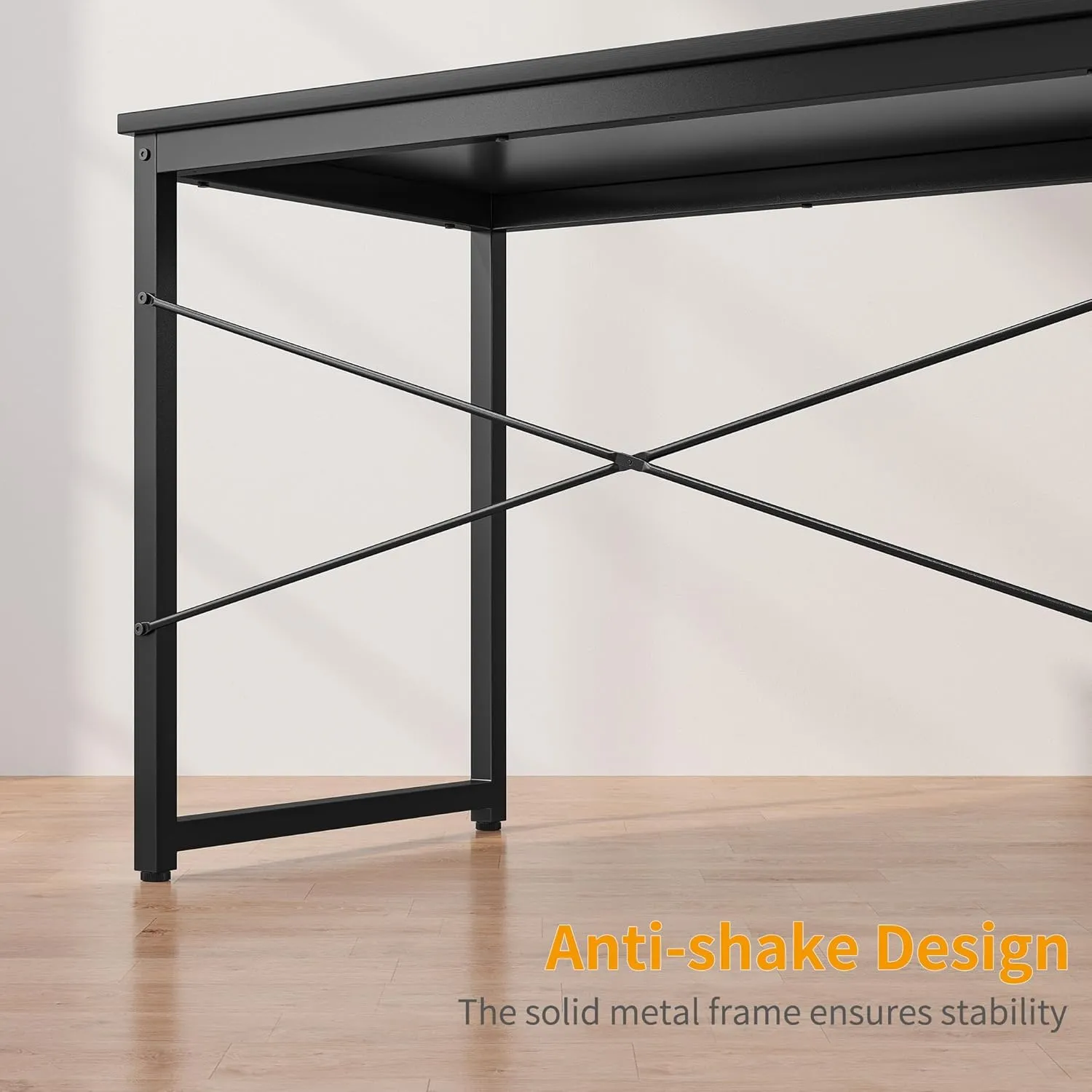 CubiCubi Computer Desk, 55 inch Home Office Writing Study Desk, Modern Simple Style Table with Storage Bag, Black