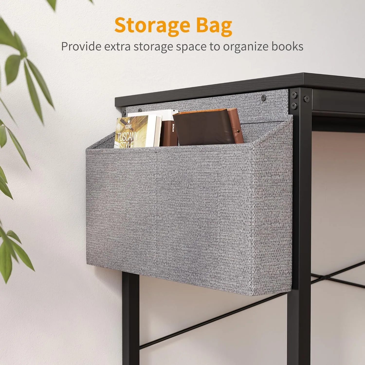 CubiCubi Computer Desk, 55 inch Home Office Writing Study Desk, Modern Simple Style Table with Storage Bag, Black