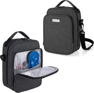 CURMIO Insulin Cooler Travel Case, Diabetic Medication Organizer Bag with Shoulder Strap for Diabetic Supplies, Black (Patented Design)