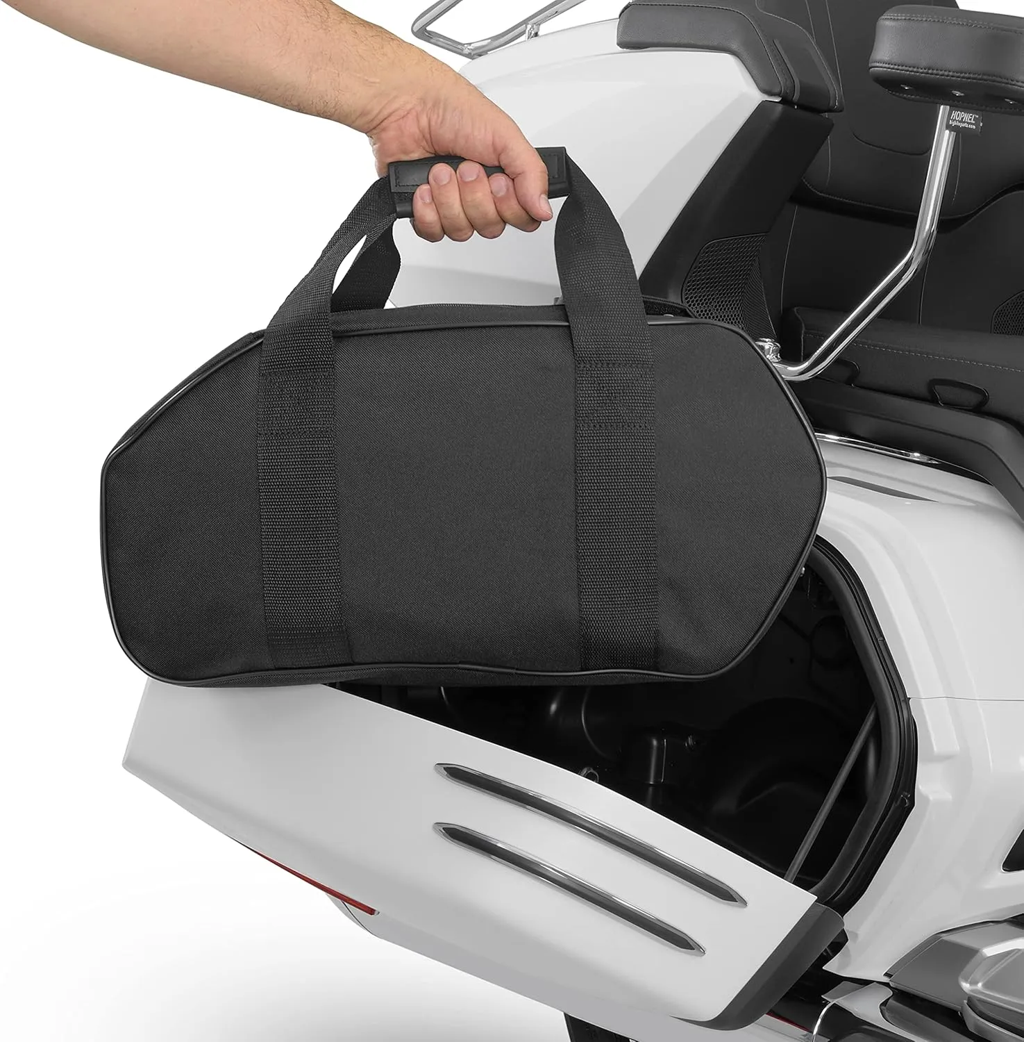 Custom Fit Motorcycle Saddlebag Liner for Honda GL1800 2018  - 920 Cubic Inch Double Zipper Bag with Reinforced Carry Handles - Contoured to Gold Wing - 18.5x9x6 Inches